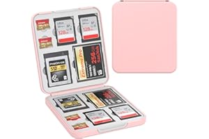 HEIYING SD Card Holder for 4 SD Cards, 4 Micro SD Cards, 2 CF Cards and 2 CFexpress Type B Cards, Portable Memory Card Case witch 12 Card Slots.