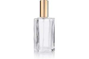 Fantasia - 46195 - Flacon en verre transparent - Carré - Avec vaporisateur et capuchon doré - Contenance 100 ml