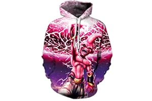 Leezeshaw Unisex Hoodies 3D Goku Super Saiyan Print Pullover Hoodie Sweatshirt with Kangaroo Pocket