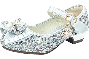 ChinyRoza Scarpe Principessa Bambina Scarpe Tacco Bambina Glitterate Scarpe Ballerine Bambina Scarpe Brillantini Bimba Scarpe Glitter Tacchi Bimba Eleganti Cerimonia Principessa Regalo Bambina EU26-36