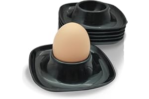 FloraVigo Lot de 6 plateaux à œufs en plastique incassables, porte-œufs blancs, coquetiers sains de qualité alimentaire, articles de cuisine, cadeaux de vaisselle pour enfants et camping