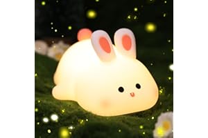 OkiyiD Bunny Gifts for Girl, Cute Night Light, Rabbit Lamp Gifts Bedside Lamp for Nursery, ABS+SIL, Touch Control, Portable and Rechargeable Dimmable, Birthday Gifts for Boys Girls (Bunny)