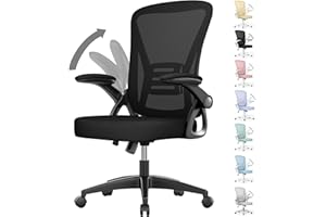 naspaluro Chaise Bureau avec Accoudoir Réglable, Fauteuil Ergonomique en Maille Respirante avec Soutien Lombaire, Dossier Inclinable et Hauteur Réglable, Roulette Pivotant à 360°, Noir