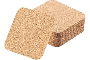 RUNFENG 8 Pièces Dessous de Verre Liege Carré,10 cm Diamètre 3 mm D’Épaisseur Dessous de Verre Réutilisables et Absorbants pour la Maison Bureau Bar et Restaurants Tasses Bouteilles Bols et Autres (Carré)