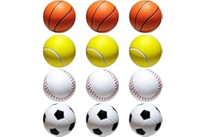 ‎KONAMO KONAMO Mini Sportbälle, Xiuyer 12pcs Schaumstoffbälle Schwammball Kit Antistressbälle Soft Bälle für Kinder Tennisbälle Tischfußball Kickerbälle Softball für Erwachsene Übungs Haustiere Training Büro