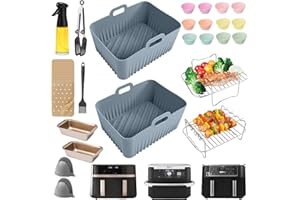 ‎ENSINE ENSINE Heißluftfritteuse Zubehör Set für Ninja AF400EU/AF451EU/AF500EU & Russell Hobbs SatisFry 9L,24-teiliges Airfryer Zubehör Mit Silikonform, Grillrost, Backform, Ölsprüher, Backpapier,usw.