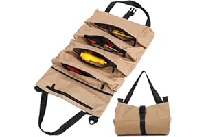 HOUSLUX werkzeugtasche werkzeugtasche kleine werkzeugtasche leere werkzeugrolle, wird von elektrikern, klempnern usw. zum Tragen von arbeitswerkzeugen verwendet, 5 Taschen,werkzeugtasche (Khaki)