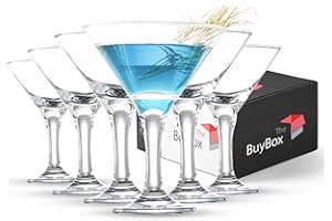 GOSOYO Set di 6 Bicchieri da Martini (6oz/175ml). Bicchieri Cocktail, Bicchieri da Martini per Espresso, Bicchieri da Margarita e Prosecco, Bicchieri da Champagne con Stelo Lungo