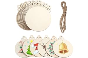 LIFREER 30 palline rotonde in legno naturale, da appendere, per albero di Natale, fai da te, decorazioni per albero di Natale