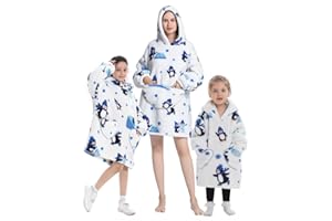 Adisputent Couverture à Manches Sweat à Capuche Surdimensionnée pour Femme Homme, Pull Plaids à Manches en Polaire,Couverture Canape TV Hiver avec Poches Portable,Taille Unique