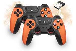 XIXIMENG 2 Pack Controller wireless USB per Multiplayer, Controller di gioco a doppio shock per Linux/Android/Phone/Windows PC/TV Box, Gamepad Joystick Plug & Play con Joystick a effetto Hall (orange)