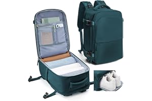 kibachev Sac a Dos Voyage Cabine Avion Ryanair 40x20x25 Homme/Femme, Sac a Dos Valise 40x30x20, Travel Backpack Avec Compartiment à Chaussures Et Poche Humide, Sac à Dos Ordi Portable Imperméable