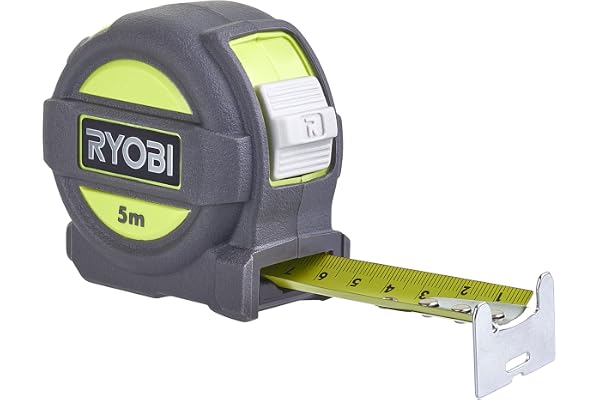 RYOBI - Mètre Ruban 5m - RTM5M - Ruban à Mesurer, Largeur 25mm, Crochet Renforcé, Bricolage