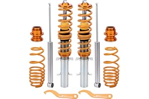 maXpeedingrods Coilover Combinés Filetés pour VW Golf/Leon/New Beetle 1.9TDI MK4, Kit de Ressorts de Suspension Amortisseurs Hauteur Réglable - Or