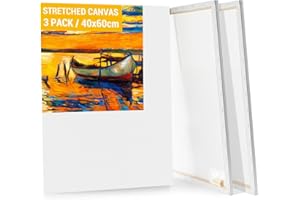 Koncci 3-Pack Canvas for Painting, 40x60cm Blank Large Canvas, Acid-Free Cotton 280GSM Triple Primed A2 Painting Canvases for Acrylic, Oil Paint & Wet Art Media Artwork
