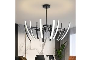 MINIFAIR Lampadario Soggiorno A LED Dimmerabile,Lampadario Camera Da Letto Moderni Fai-Da-Te Con 12 Corpo Lampada Ruotabile,Plafoniera Nera 3000-6000K Per Soggiorno,Sala Da Pranzo,120 W φ1100Xh580