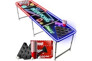 Beer Pong Official LED Light Full Set | 1 Table + 2 Racks + 22 Red Cups + 4 Balls | Complete Pack | Official Table Size | Party | OriginalCup®
