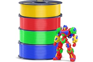 SUNLU 4 kg PETG Filament 1,75 mm, zestaw filamentu do drukarki 3D, ulepszona wytrzymałość, wysoka odporność na uderzenia, do większości drukarek FDM 3D, 1 kg na szpulę, 4 rolki, czerwony + mały