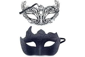 YIMINI 2 Stück Venezianische Maske, Venezianische Maskerade Maske, Ball Masquerade Mask, Maskerade Maske Venezianischen, Geeignet für Männer, Frauen, Tänze, Partys