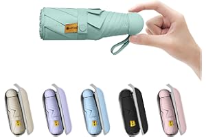 BAODINI Mini parapluie de voyage pour sac à main avec étui Petit parapluie compact de poche léger avec protection contre les UV pour les femmes, les enfants et les hommes