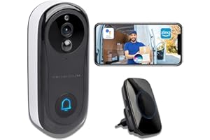 Prosidium Sonnette sans Fil avec Caméra FHD1080P | Visiophone WiFi Intérieur avec Carillon | Batteries Rechargeables | Objet Connecté Compatible Alexa et Google Home | Interphone Audio