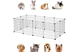 URKITD Dog Playpen Pet Barrier, DIY Metal Enclosure Exercise Fence Portable Pet Animal Run Cage for Indoor Outdoor, Puppy Rabbit Ferret Guinea Pig Bunny Room Divider, 12 Packs (35x45cm/panel)