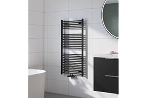 Saqu Badheizkörper Cole Matt Schwarz 60x120 cm 701W - Design Heizkörper Handtuchwärmer Handtuchtrockner Handtuchheizkörper Handtuchheizung Handtuchheizer Badezimmer Heizung