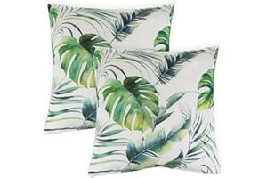 Gardenwize - Pack of 2 Outdoor Scatter Cushions, Garden Furniture Cushions - Covers & Pillows (Botanical Leaf)