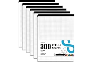 Koogel 6PCS Graph Paper Pads, 21.5 x 28cm White Graph Paper Legal Pad Quad Ruled Notepads for Office School