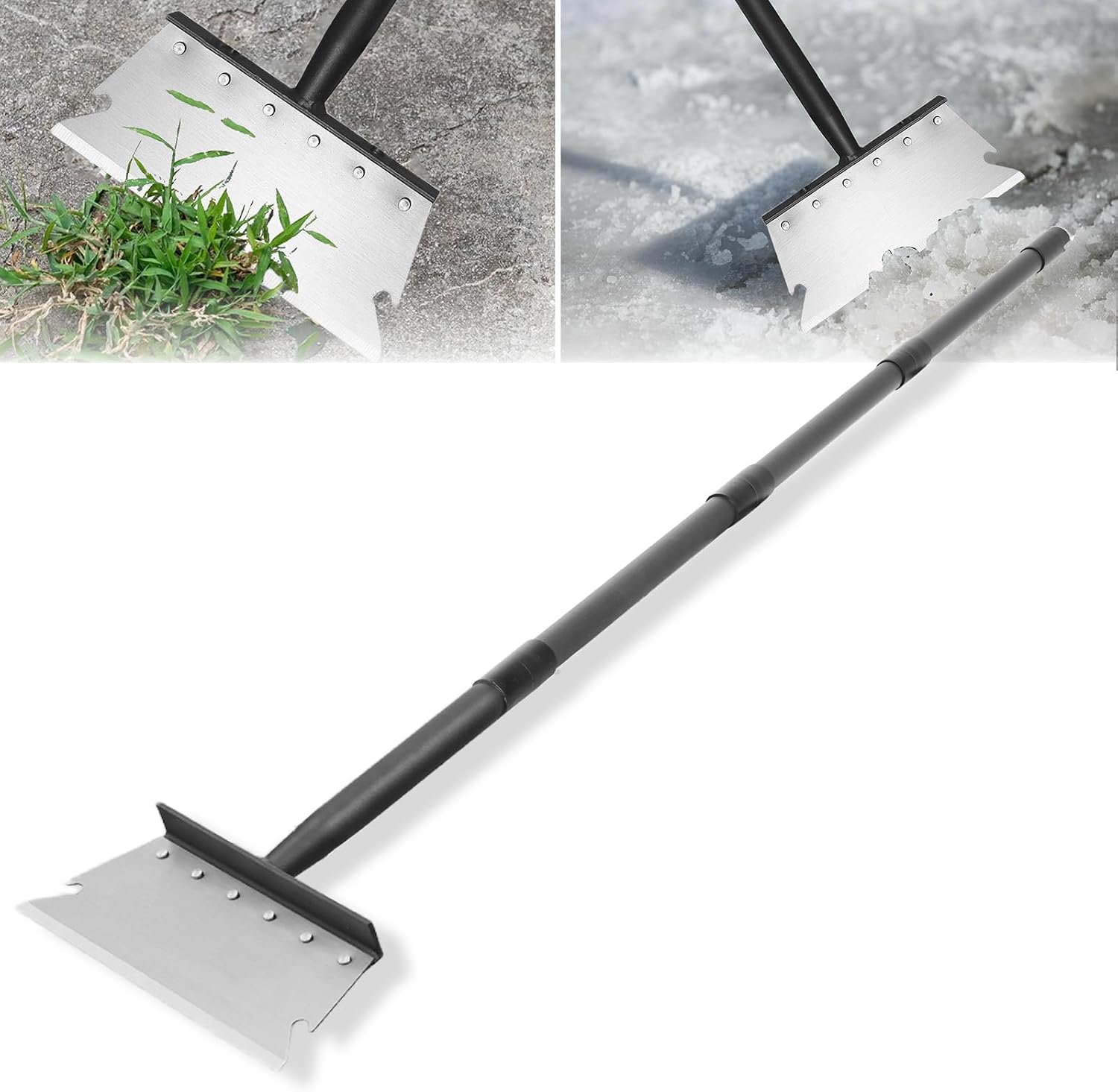 Pala de Jardín Multifuncional con Largo Mango 148 cm, Pala Plana de Acero raspador de jardín para Malas Hierbas y Musgo, Pala de Limpieza de JardíN para Plantas, Palear Nieve, Limpiar Granjas