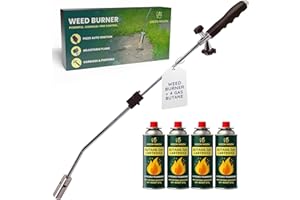 GREEN HAVEN Weed Burner Torch with 4 Butane Gas Canisters – Powerful Weed Wand with Auto-Ignition & Adjustable Flame – Lightweight Garden Weed Burner & Flame Weeder for Patios, Paths & Driveways