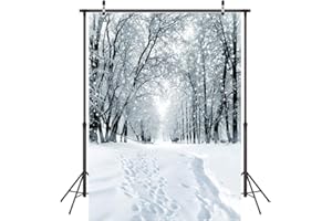 LYWYGG 5x7FT Snow Backdrop Snowflake Background Photo Backdrop Winter Snowy Backdrop Christmas Backdrop Home Photo Background Studio Photography Props CP-285