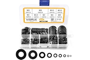 Flach Unterlegscheiben - VIGRUE 684 Stück Beilagscheiben 9 Größen Kohlenstoffstahl Flach und Sicherungsscheiben Sortiment Set (M2 M2.5 M3 M4 M5 M6 M8 M10 M12)