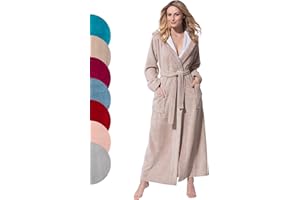 Morgenstern Bademantel Damen Extra Lang mit Kapuze - Weicher Frottee Velours Luxus Morgenmantel ÖKO-TEX Geena wadenlang