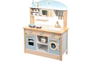 ROBUD Drewniane zabawki kuchenne dla dzieci w wieku 2, 3, 4, 5, 5, 6 lat, prezenty drewniane, kuchnia, urodziny, dla dziewcząt, dzieci, zabawki do odgrywania ról, prezenty w wieku 3-6 lat, prezenty