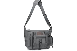 HUNTVP Taktyczna torba listonoszka na ramię, Molle, na zewnątrz, na kemping, wędrówki, do pracy, na laptopa, czarny/brązowy)