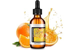 ABODIUSS Vitamin C Serum Face 60 ml - 20% Vitamin C Serum High Dose with Vitamin E & Hyaluronic Acid | Anti-Ageing & Skin Renewal | Skin Whitening & Moisturising Serum Vitamin C for Face | Fragrance-Free