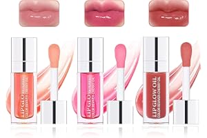 YGACHE Lip Oil 3 Piezas Glow Aceite Labial Gloss Brillo De Labios Voluminizador Transparente Crystal Jelly Plump Aceite Labial Hidratante Pulido Sexy Plump Lip Glow Oil Hydrating Lip Oil Plumping Lip Gloss