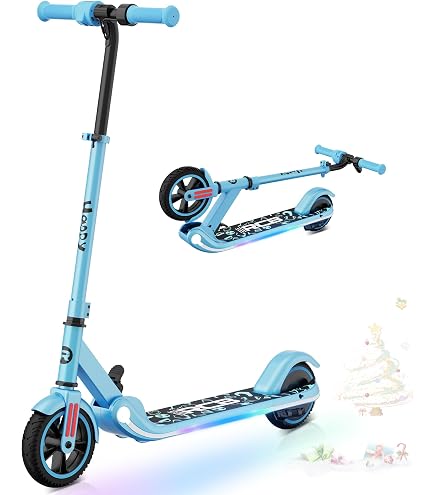 SISIGAD Trottinette électrique Enfant 6-10 Ans – 5,3 Pouces, LED Arc-en-ciel, Hauteur Réglable 3 Niveaux, Batterie 2600mAh, 10 Km/h, 70 Kg Max