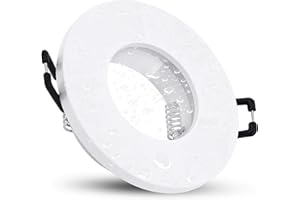 linovum ISAWO Cadre de spot encastrable pour LED IP65 Protection contre l'eau avec douille GU10 230 V – Lampe encastrable blanche ronde pour salle de bain et extérieur