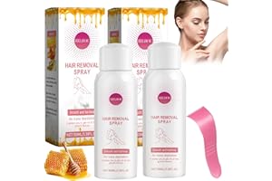 HUAHUANGHUI 2 Pièces Spray Dépilatoire, 100 ml Mousse D'épilation Douce à la Cire D'abeille, Spray Épilation Indolore, Spray Moussant Dépilatoire pour Femmes et Hommes, pour Les Bras, Les Jambes, Le Dos