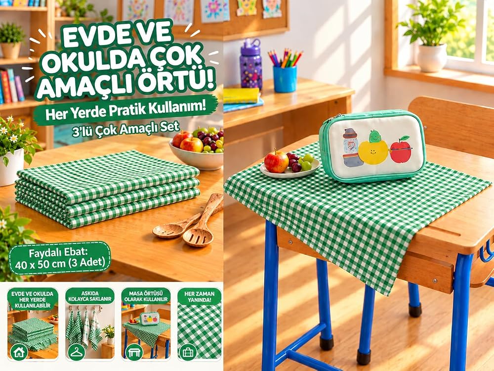 Pamura Pamuklu Pötikare Okul Beslenme Örtüsü | pamuklu pötikare kumaş
