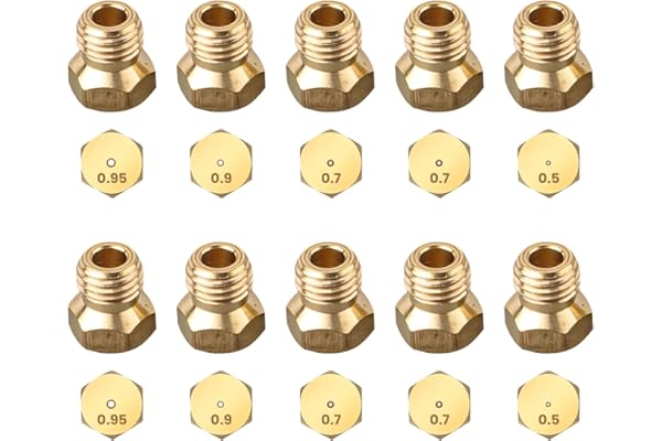Yesimola 10 Piezas Boquilla de Gas Butano, Conjunto Inyector Quemador,Boquilla G as Butano Rosca M6 para Encimera, 4 Tamaños Inyectores Cocina Gas Butano Universales 0.5 0.7 0.9 0.95