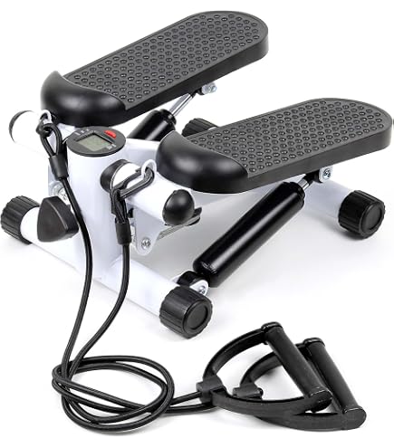 MERACH Stepper 2 en 1 pour la maison, mini stepper 150 kg avec écran LCD, stepper avec corde de puissance pour l'entraînement des jambes, des bras, des fesses
