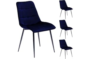 ‎INTER-FURN Inter-Furn Triest Stuhl, Metall, Sitz/Rücken Samt Blue, Metallbeine Schwarz, 49 x 86 x 43 cm