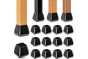Cocolemon Carré Protection Pied de Chaise 32 Pièces, Petit Patin de Chaise Protecteurs de Sol en Silicone Noir avec Patins en Feutre, pour sols en Bois Dur et carrelage, sans Bruit (30-40mm)