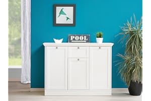 möbelando Sideboard Kommode Highboard Mehrzweckschrank Beistellkommode weiß Landsted I