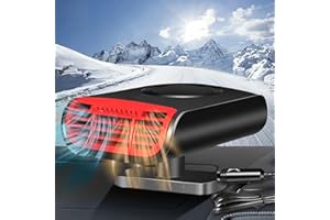 DEVENIRRICHE Chauffage de Voiture Portatif, 12V 150W 2 en 1 Ventilateur de Chauffage avec Fonction de Chauffage et de Climatisation, Désembuage du Dégivreur Branchez l'allume-Cigare Base Rotative à 180 Degrés