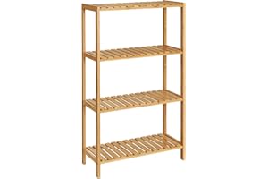 SONGMICS Étagère de Rangement, Meuble à Chaussures à 4 Niveaux, Support pour Plantes, Multifonction, pour Entrée, Salle de Bain, Balcon, Cuisine, 26 x 60 x 100 cm, Beige Naturel BCB034Y01