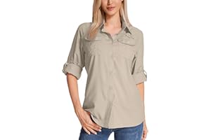 Jogwits Chemise pour Femme - Protection UPF 50+ Chemises et t-Shirts de randonnée Femme Vêtement Safari Manches Longues - Idéale pour randonnée, Trekking, pêche, Camping